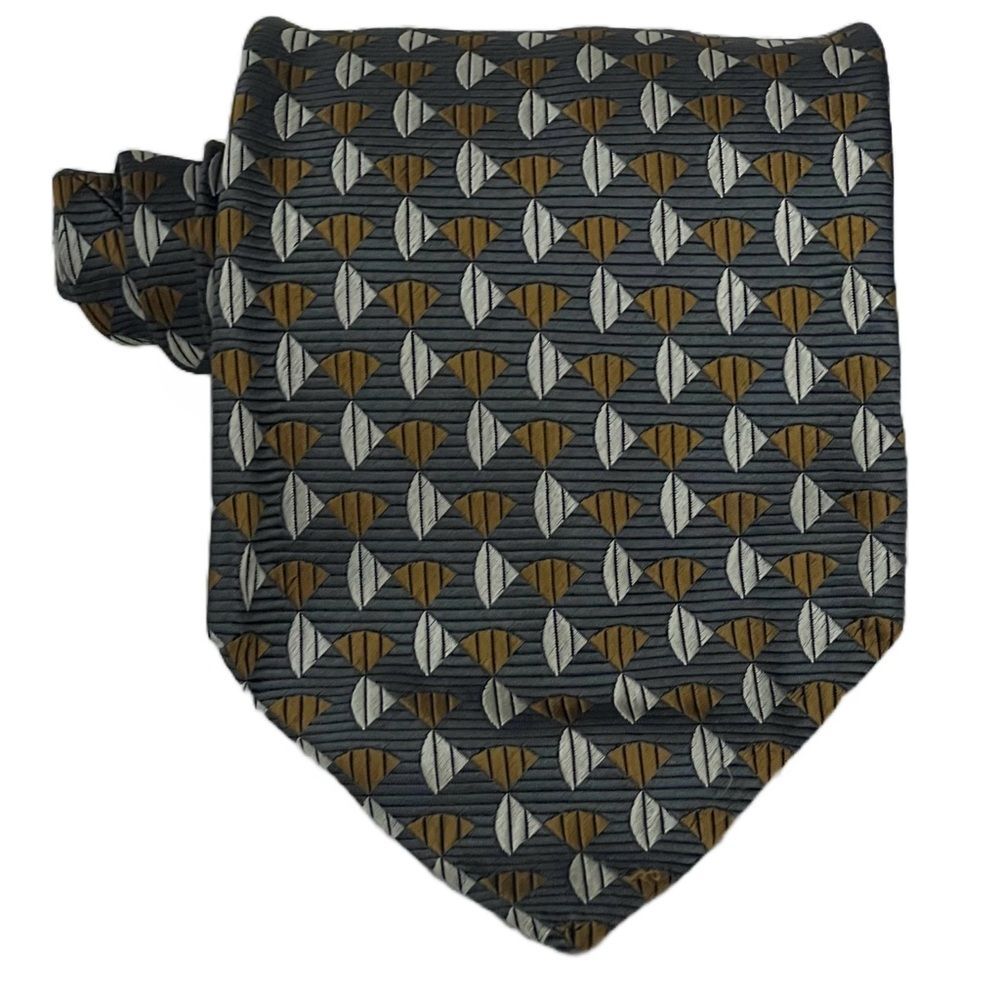 Claiborne 100%‎ Silk Designer Tie Gray Geometric Business Casual Retro Necktie - Picture 3 of 9